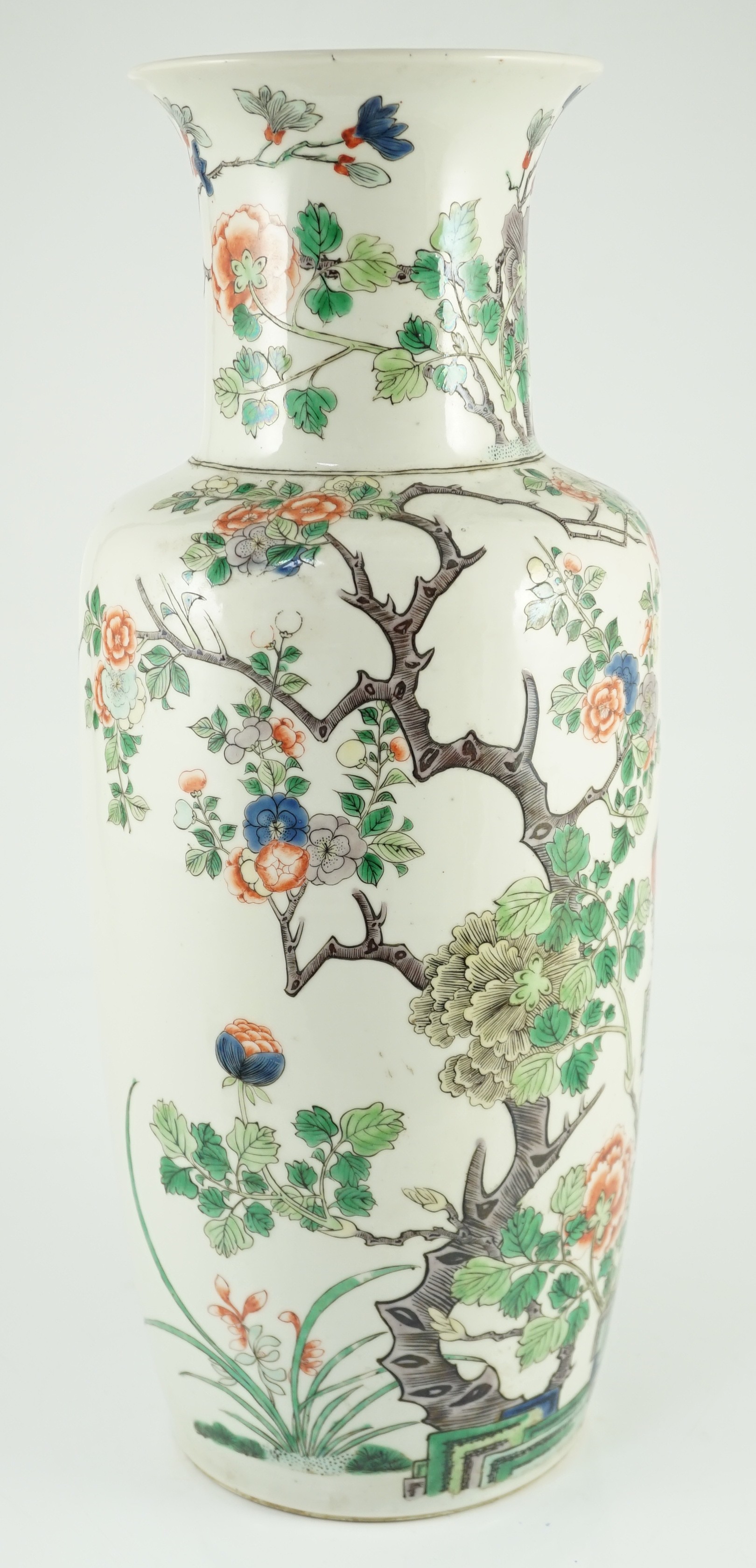 A Chinese famille verte vase baluster vase, late 19th century, 36cm high